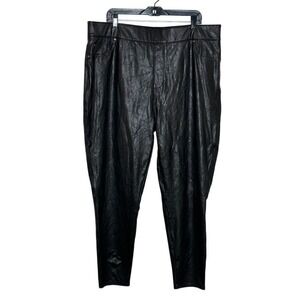 Spanx Faux Leather Leggings Plus Size 3X Dark Brown Shaping Sleek Smoothing‎